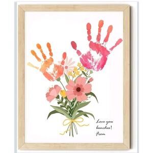 TwoDays Flower Bouquet Handprint Art Craft DIY Kit, Unique Gifts Mom from 16x12